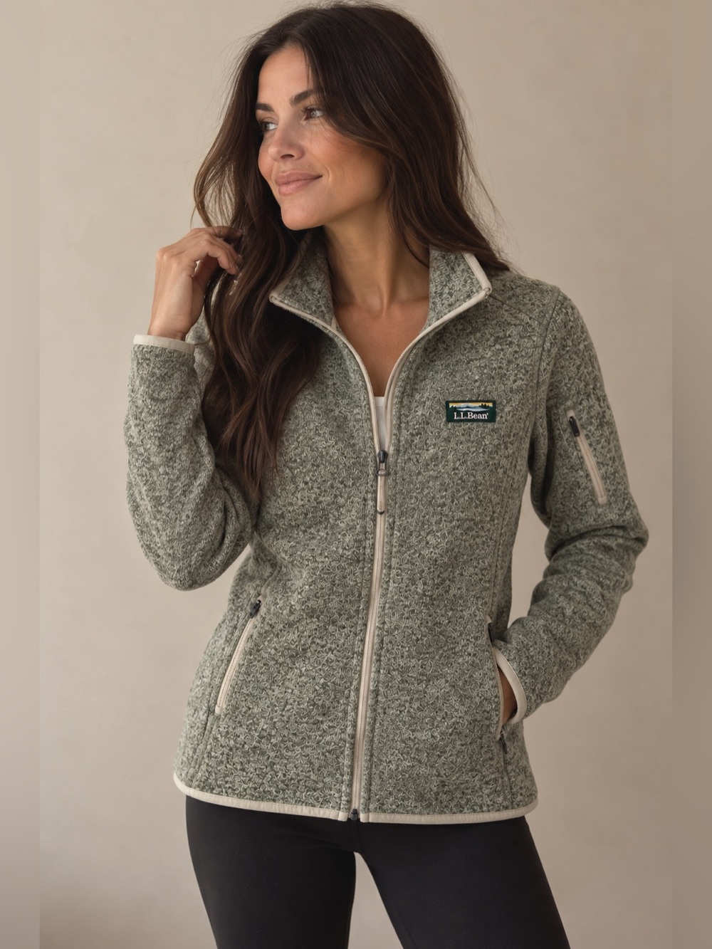 L.L.Bean Sweater Fleece Full Zip Jacket - Size Petite Small